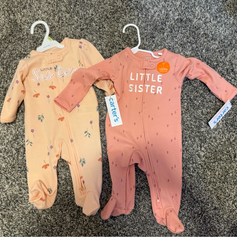 Carter's Pink and Peach Little Sister Footies